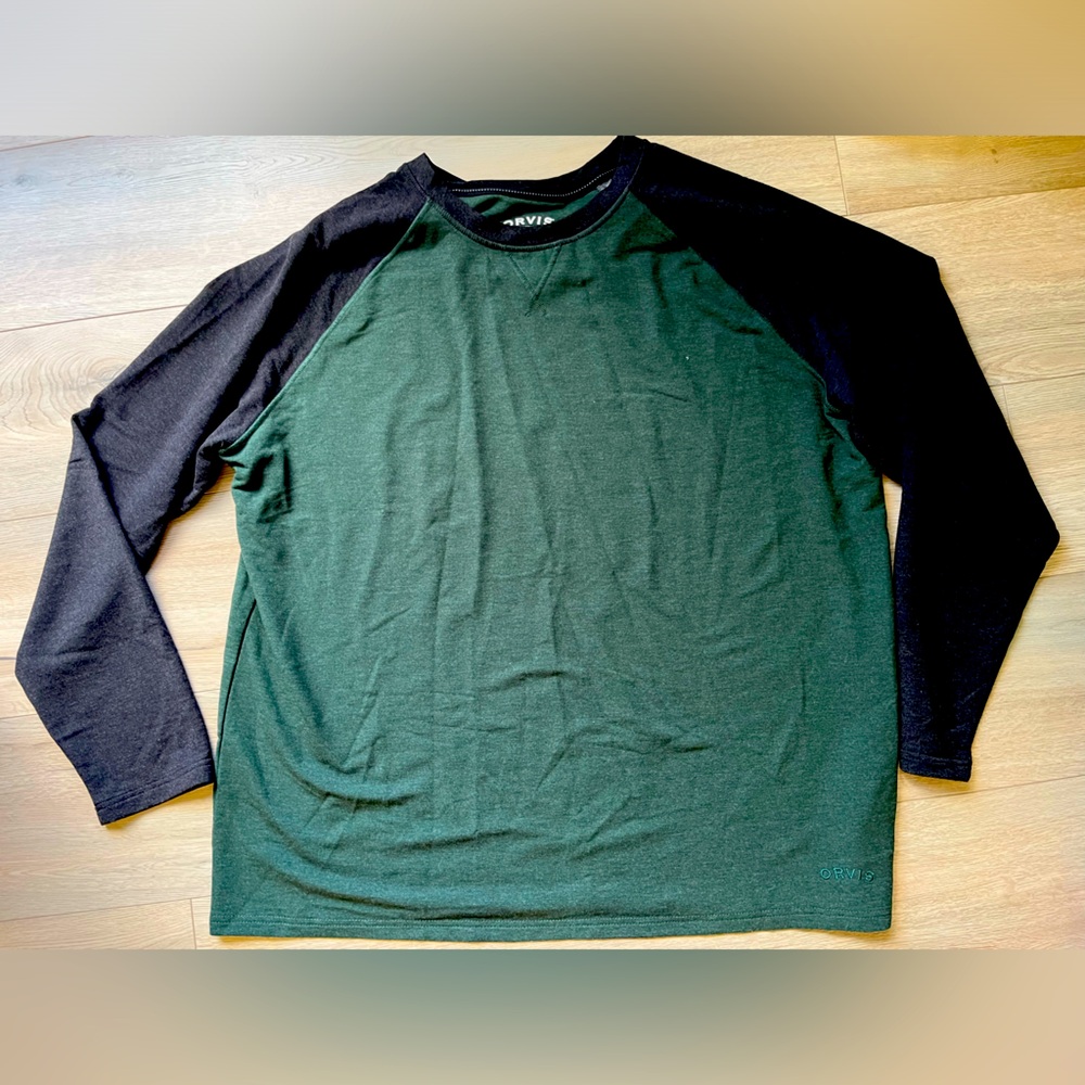 Orvis Men's T Shirt Crew Neck Long Sleeve Polyester Gray Size XXL Stretch
